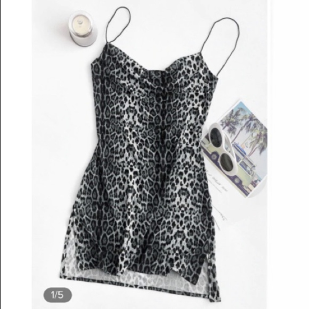 ZAFUL Leopard Print Slits Flared Cami Dress 🐆 ✨